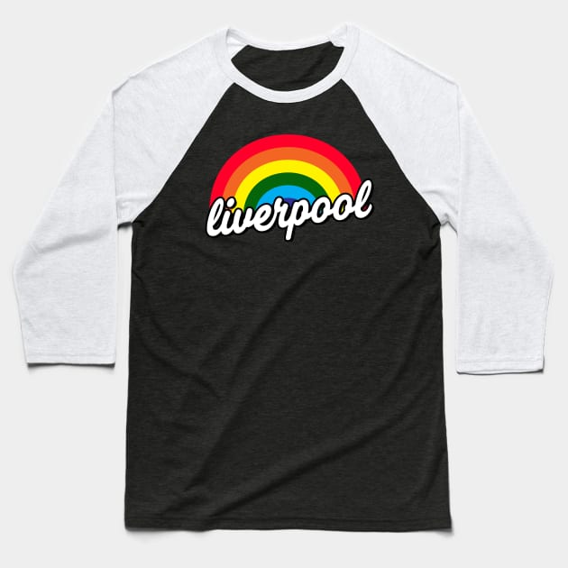 Liverpool Gay Pride LGBT Rainbow Flag Baseball T-Shirt by McNutt